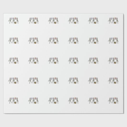 Papier Cadeau Easter Skeletons Dancing Eggs Funny Bones Men Wome (Plat)