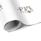 Papier Cadeau Easter Skeletons Dancing Eggs Funny Bones Men Wome (Coin rond)