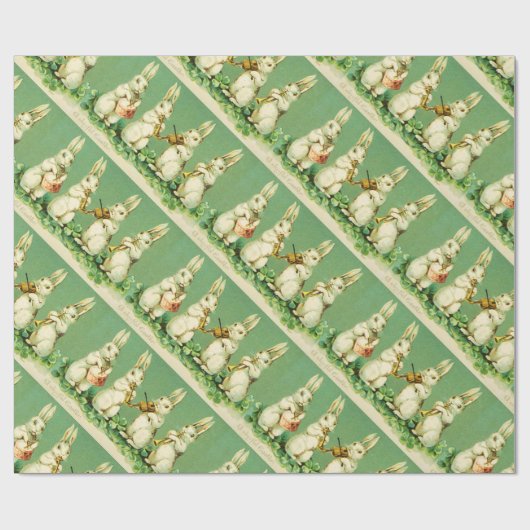 Papier Cadeau EASTER WHITE RABBIT ORCHESTRA Music Making Rabbits (Plat)