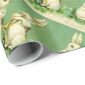 Papier Cadeau EASTER WHITE RABBIT ORCHESTRA Music Making Rabbits (Coin rond)