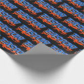 Papier Cadeau Easton Prénom Graffiti blue orange (Coin)