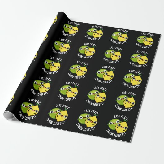 Papier Cadeau Easy Peasy Lemon Squeezy Funny Fruit Pun Dark BG (Déroulé)