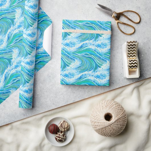 Papier Cadeau Eau Bleue Océan Vagues de mer (Artisanat)