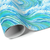 Papier Cadeau Eau Bleue Océan Vagues de mer (Coin rond)