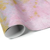 Papier Cadeau Eau bleue-rose Watercolor (Coin rond)