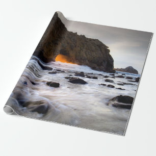 PAPIER CADEAU EAU COURANTE PRÈS DE LA GROTTE EN PIERRE BROWN