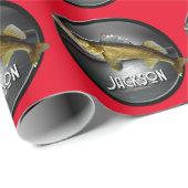 Papier Cadeau Eau de la lune et brochet de walleye (Coin rond)