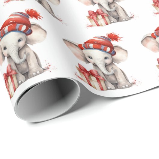 Papier Cadeau Eau de Noël Eléphant (Coin rond)