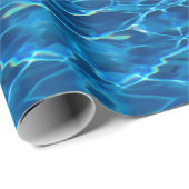 Papier Cadeau Eau de piscine bleu foncé  (Coin rond)