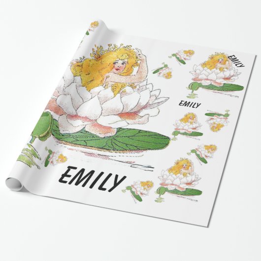 Papier Cadeau Eau Lily Fleur mignonne Enfant Floral Fée Girl (Déroulé)