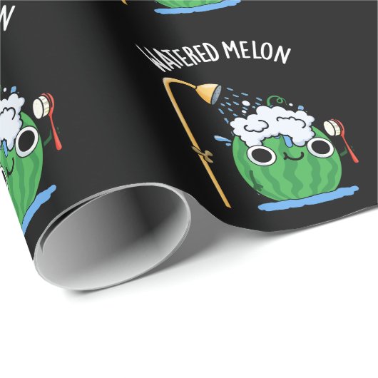 Papier Cadeau Eau Melon Funny Watermelon Pun Dark BG (Coin rond)