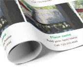 Papier Cadeau eau océan plage photo ajouter nom texte place été (Coin rond)