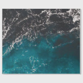 Papier Cadeau Eau sombre noire bleu mousse ondulée (Plat)