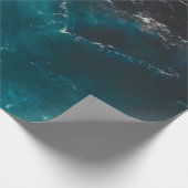 Papier Cadeau Eau sombre noire bleu mousse ondulée (Coin)