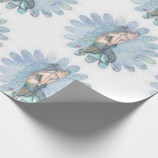 Papier Cadeau Eaux fixes Sirène mère et Baby shower bébé (Coin)