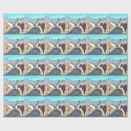 Papier Cadeau Ébauche secourue Chevaux mangeant foin (Plat)