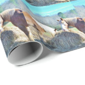Papier Cadeau Ébauche secourue Chevaux mangeant foin (Coin rond)
