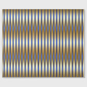 Papier Cadeau Éblouissant brillant or et Royal Blue Stripes (Plat)