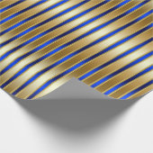 Papier Cadeau Éblouissant brillant or et Royal Blue Stripes (Coin)