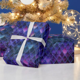 Papier Cadeau Écailles de Dragon Pailletées et Ombrées de Violet