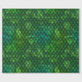 Papier Cadeau Écailles de dragon vert foncé (Plat)