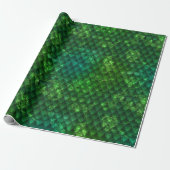 Papier Cadeau Écailles de dragon vert foncé (Déroulé)