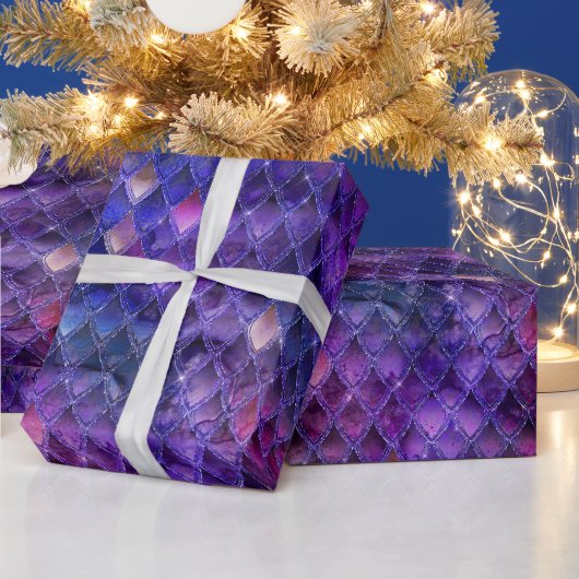 Papier Cadeau Écailles de dragon violet (Vacances)
