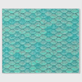 Papier Cadeau Écailles de sirène vert de mer turquoise (Plat)