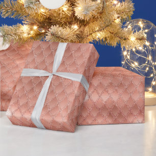 Papier Cadeau Écales de dragon en rose doré pailleté scintillant