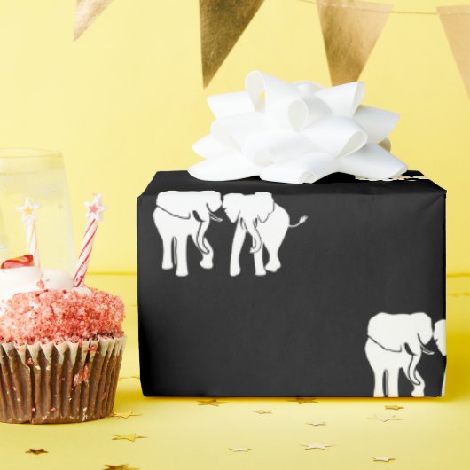 Papier Cadeau Échange cadeau d'éléphant noir et blanc (Fête d'anniversaire)