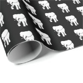 Papier Cadeau Échange cadeau d'éléphant noir et blanc Noël (Coin rond)