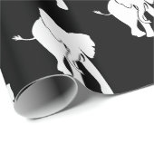 Papier Cadeau Échange cadeau d'éléphant noir et blanc Noël (Coin rond)