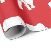 Papier Cadeau Échange Cadeau Eléphant Blanc Cute Jeu de Noël (Coin rond)