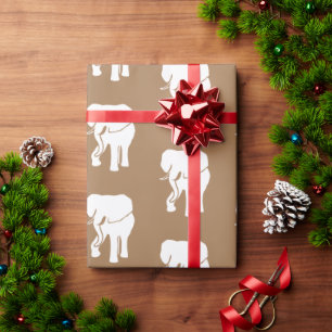 Papier Cadeau Échange Cadeau Eléphant Blanc Cute Jeu de Noël