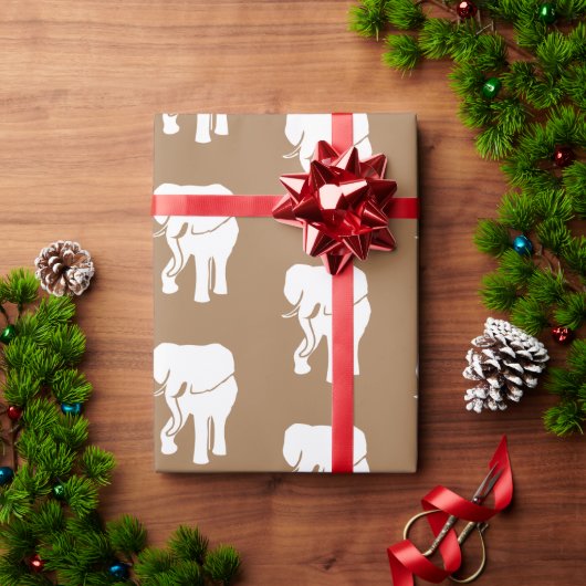 Papier Cadeau Échange Cadeau Eléphant Blanc Cute Jeu de Noël (Cadeau de vacances)