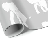 Papier Cadeau Échange Cadeau Eléphant Blanc Cute Jeu de Noël (Coin rond)