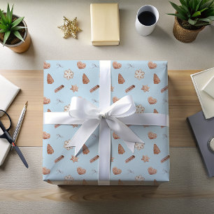 Papier Cadeau Échange de cookies de Noël bleu