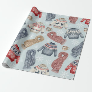 Papier Cadeau Écharpes et Sweaters Cozy d'Hiver – Aquarelle