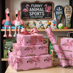 Papier Cadeau Échec de la séance de yoga drôle de flamant rose