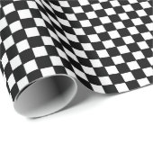 Papier Cadeau Échecs à damiers à damiers motif noir et blanc (Coin rond)