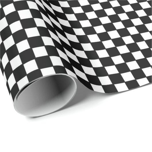 Papier Cadeau Échecs à damiers à damiers motif noir et blanc (Coin rond)
