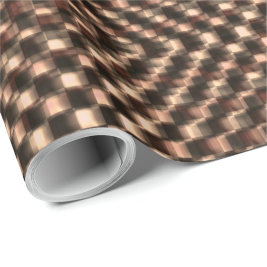 Papier Cadeau Échecs brun et embrouillés les uns sur les autres (Coin rond)