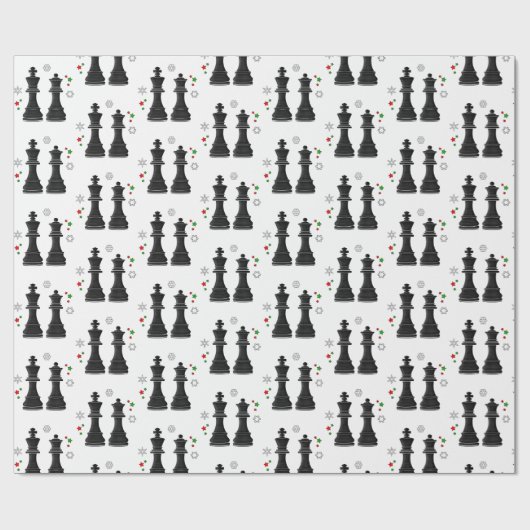Papier Cadeau Échecs King et Queen à Noël (Plat)