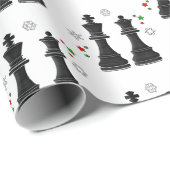 Papier Cadeau Échecs King et Queen à Noël (Coin rond)