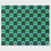 Papier Cadeau Échecs ou cyan vert et bleu ciel, avec rectangle (Plat)