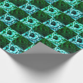 Papier Cadeau Échecs ou cyan vert et bleu ciel, avec rectangle (Coin)