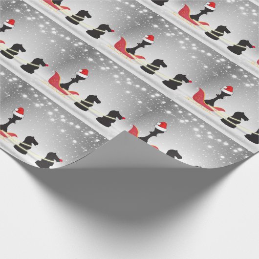 Papier Cadeau Échecs Père Noël et rennes Noël (Coin)