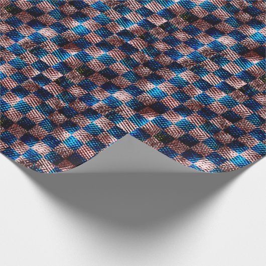 Papier Cadeau Échecs rustiques sous forme d'rayures croisées (Coin)