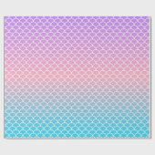 Papier Cadeau Échelle de poisson de sirène bleu rose pourpre (Plat)
