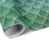 Papier Cadeau Échelle de sirène Parties scintillant or (Coin rond)